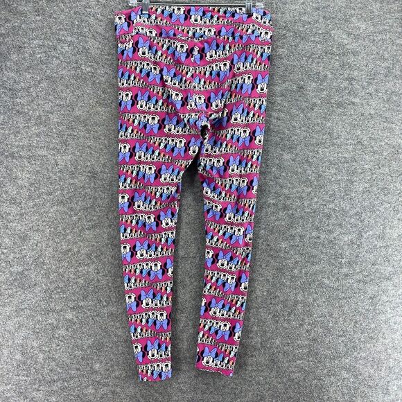 LulaRoe Activewear Leggings Women M Medium Purple Minnie Mouse Print Capri - Picture 2 of 10